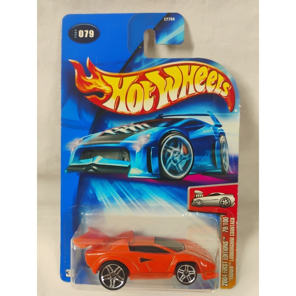 Hot Wheels 2004 #079 First Editions 79 of 100 Tooned Lamborghini Countach Orange